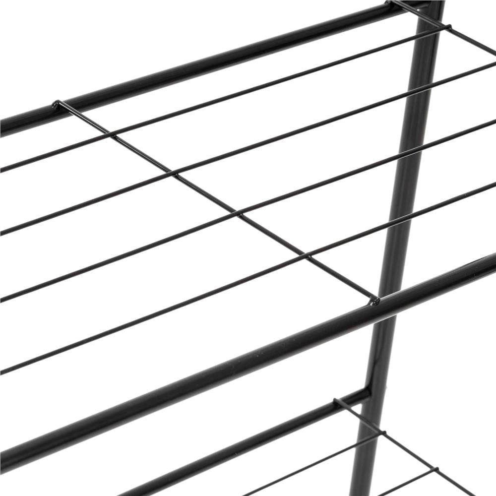 Suport metalic pentru haine cu bara si 2 rafturi, structura otel, 60x34x150 cm, negru — imaginea 15