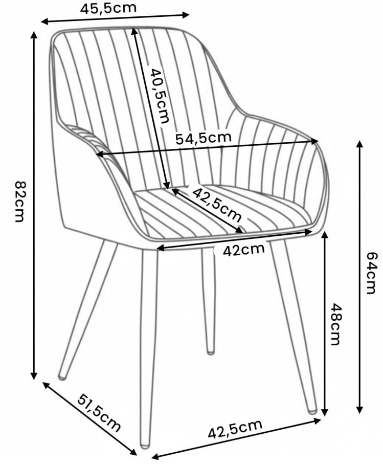 Set 2 scaune dining tapitate din velur Florence, 55x58x82 cm, maxim 120 kg, bej