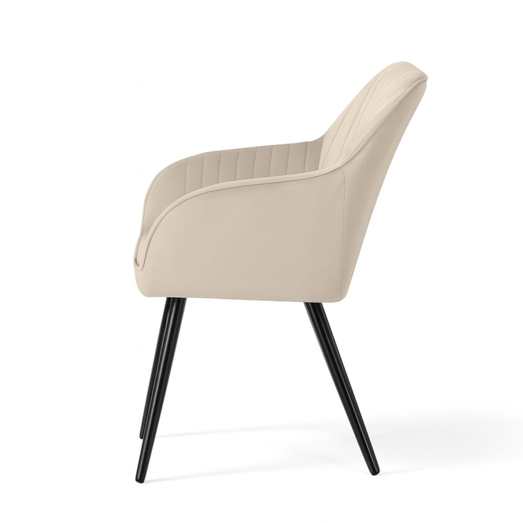 Set 2 scaune dining tapitate din velur Florence, 55x58x82 cm, maxim 120 kg, bej — imaginea 3
