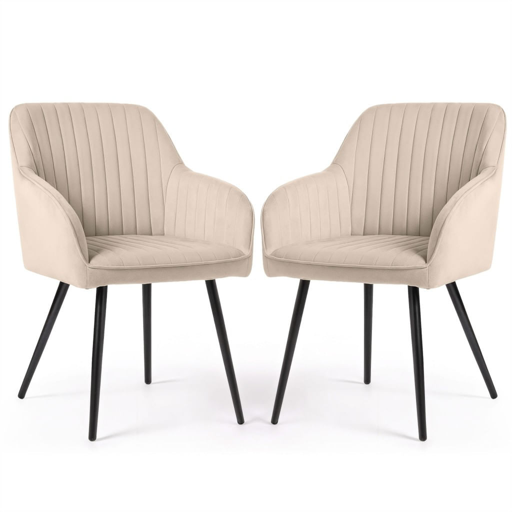 Set 2 scaune dining tapitate din velur Florence, 55x58x82 cm, maxim 120 kg, bej — imaginea 5
