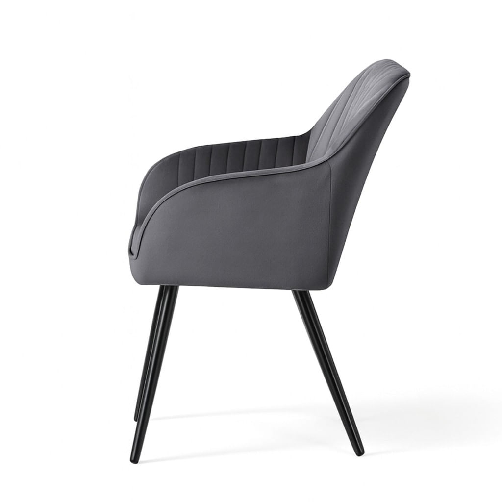 Set 2 scaune dining tapitate din velur Florence, 55x58x82 cm, maxim 120 kg, gri grafit — imaginea 2