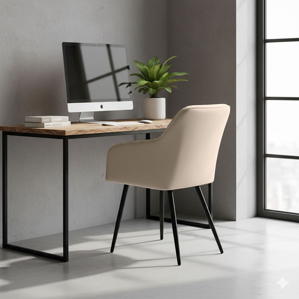 Set 2 scaune dining tapitate din velur Florence, 55x58x82 cm, maxim 120 kg, bej — imaginea 6