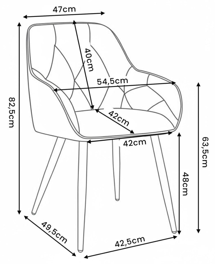 Set 2 scaune dining tapitate din catifea Diamante, 55x58x83 cm, maxim 120 kg, crem — imaginea 4