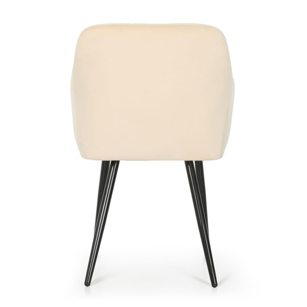 Set 2 scaune dining tapitate cu velur Luxano, cusaturi patrate, 54x58x82 cm, bej deschis — imaginea 3