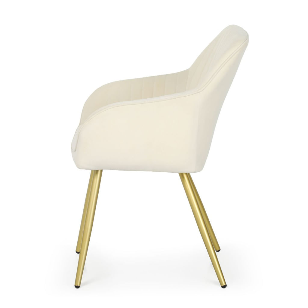 Set 2 scaune dining tapitate din velur Florence, 55x58x82 cm, maxim 120 kg, crem — imaginea 2