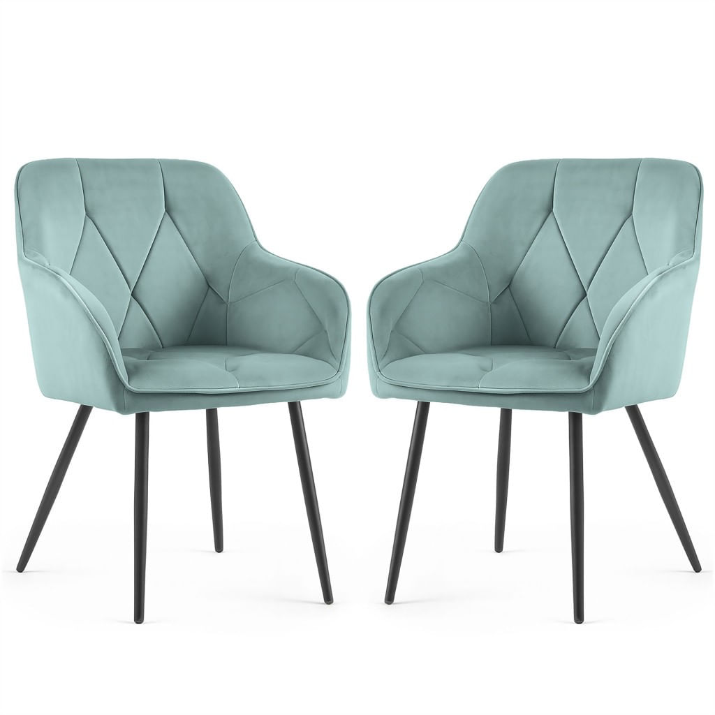 Set 2 scaune dining tapitate din catifea Diamante, 55x58x83 cm, maxim 120 kg, turcoaz — imaginea 5