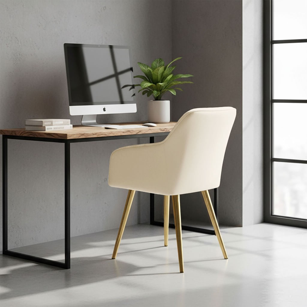 Set 2 scaune dining tapitate din velur Florence, 55x58x82 cm, maxim 120 kg, crem — imaginea 7