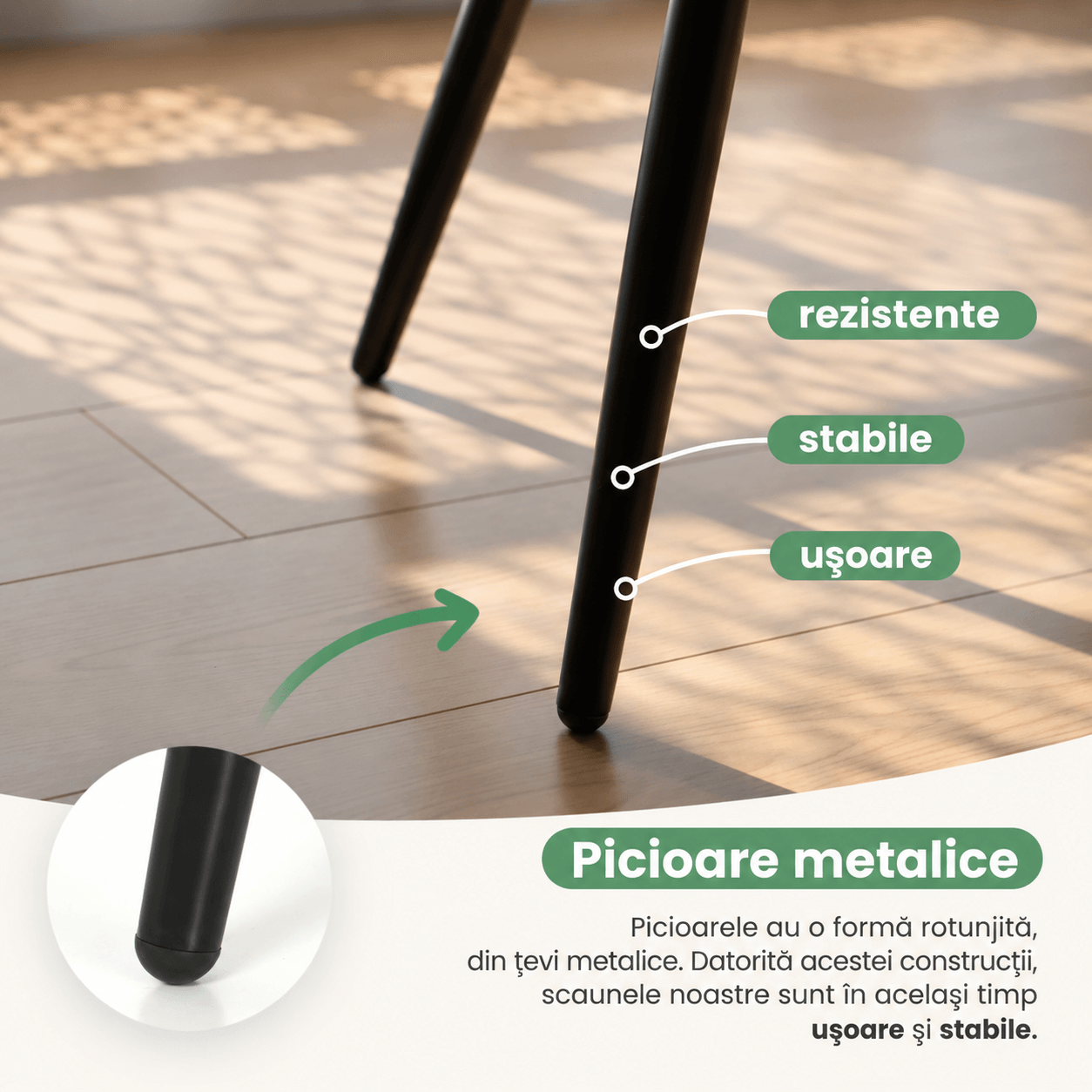 Set 2 scaune dining tapitate din velur Florence, 55x58x82 cm, maxim 120 kg, bej — imaginea 11