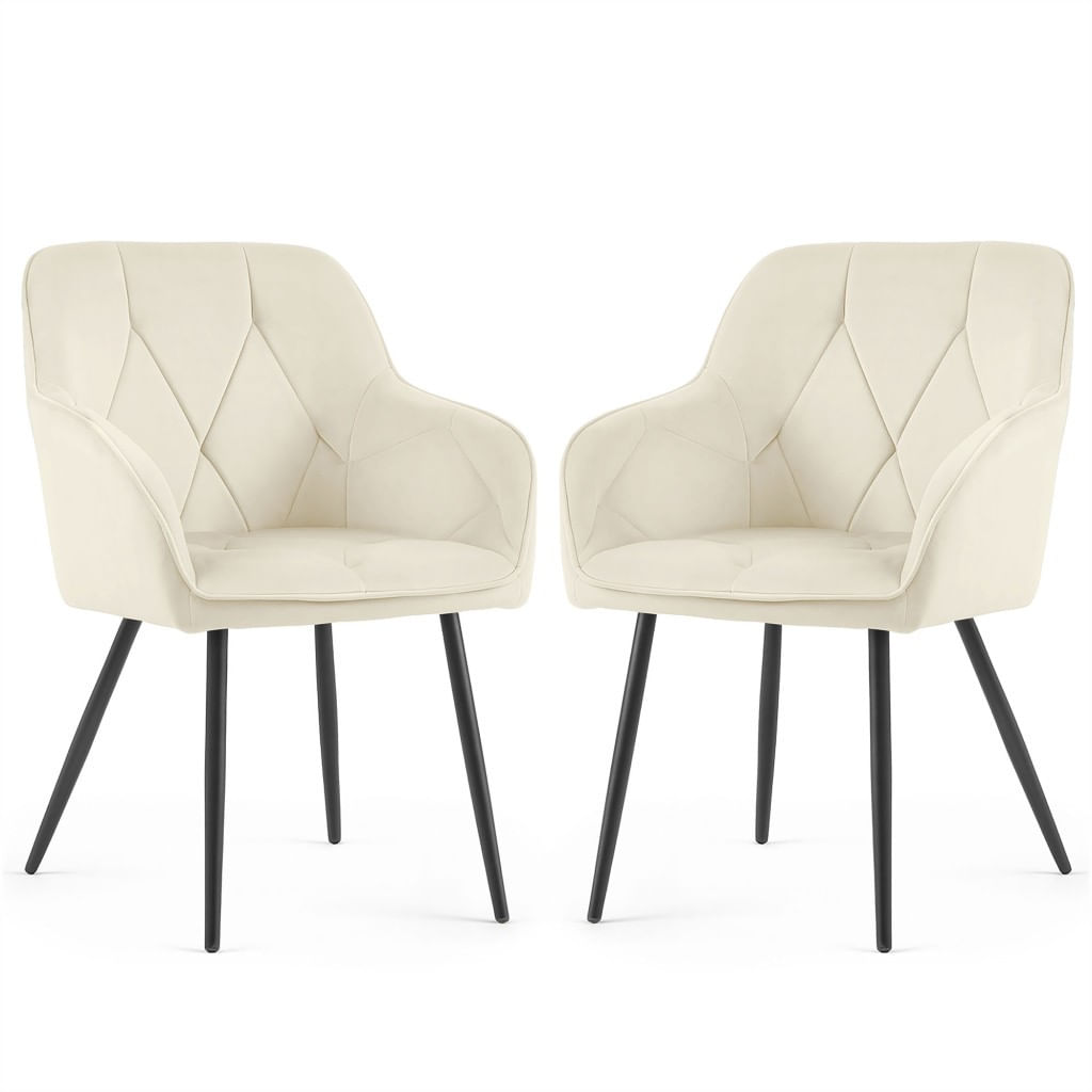 Set 2 scaune dining tapitate din catifea Diamante, 55x58x83 cm, maxim 120 kg, crem — imaginea 9