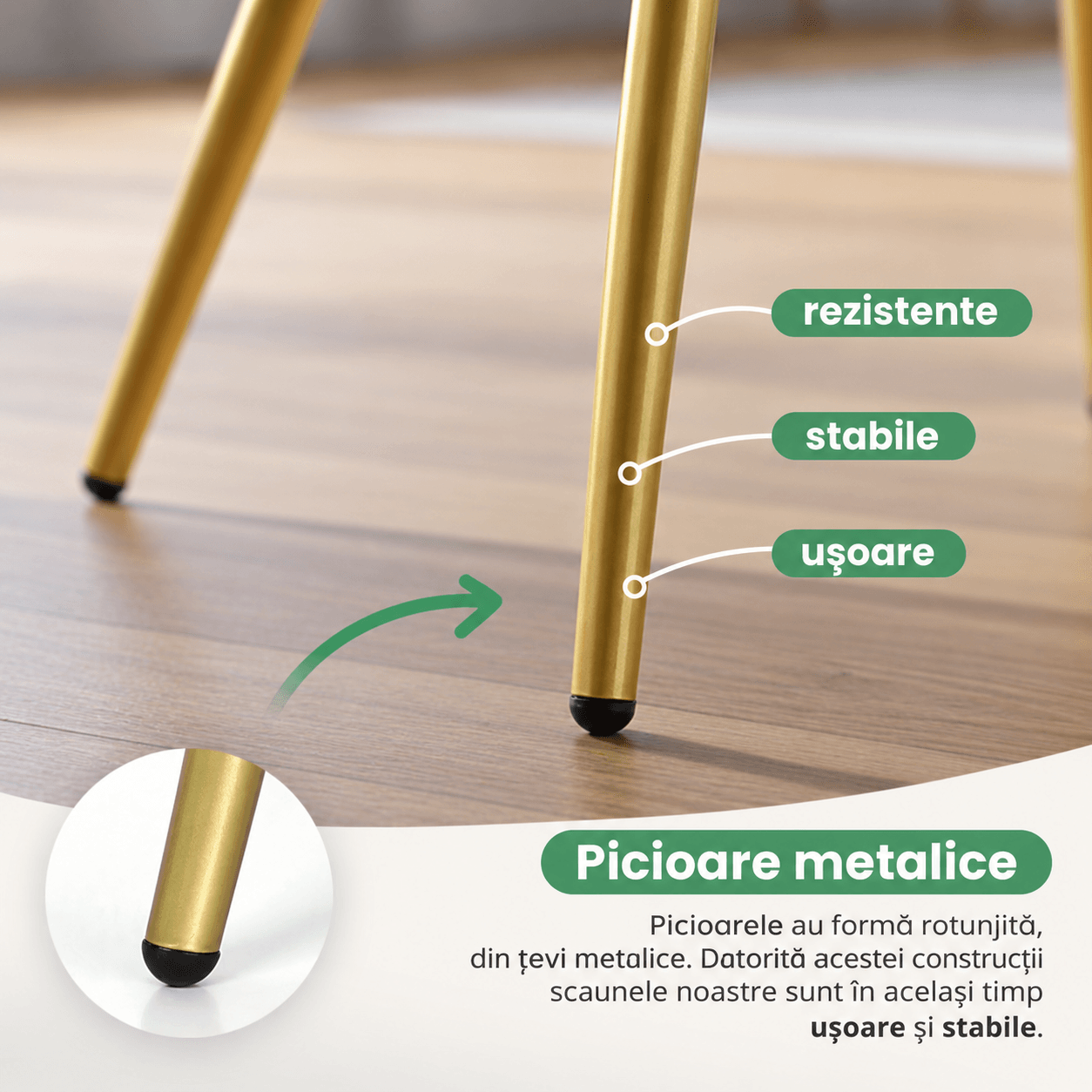 Set 2 scaune dining tapitate din velur Florence, 55x58x82 cm, maxim 120 kg, crem — imaginea 13