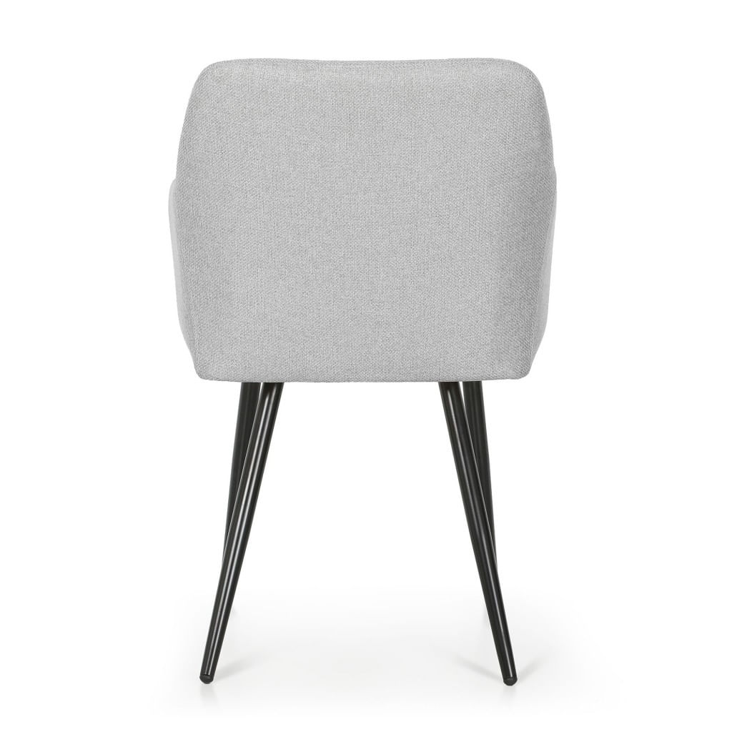 Set 2 scaune dining tapitate cu velur Luxano, cusaturi patrate, 54x58x82 cm, gri deschis — imaginea 2