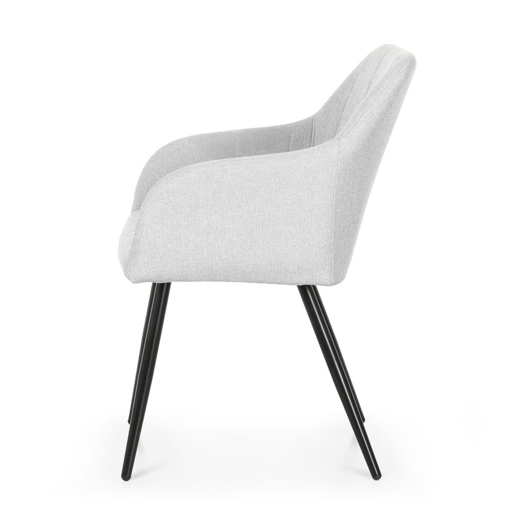 Set 2 scaune dining tapitate cu velur Luxano, cusaturi patrate, 54x58x82 cm, gri deschis — imaginea 5