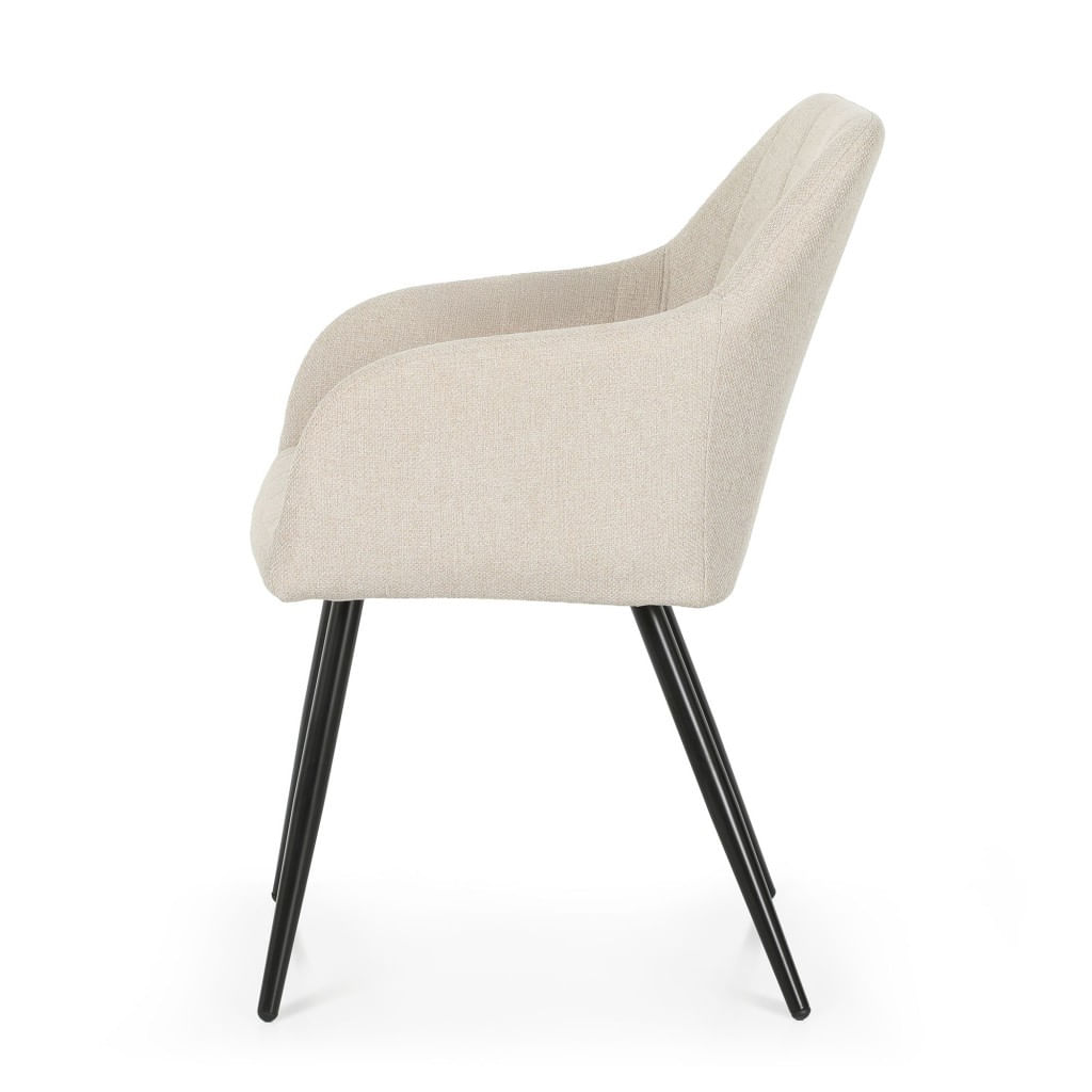 Set 2 scaune dining tapitate cu velur Luxano, cusaturi patrate, 54x58x82 cm, bej — imaginea 3