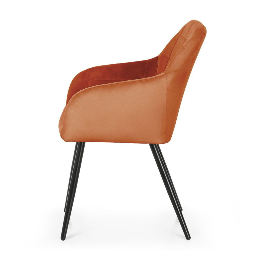 Set 2 scaune dining tapitate cu velur Luxano, cusaturi patrate, 54x58x82 cm, aramiu — imaginea 5