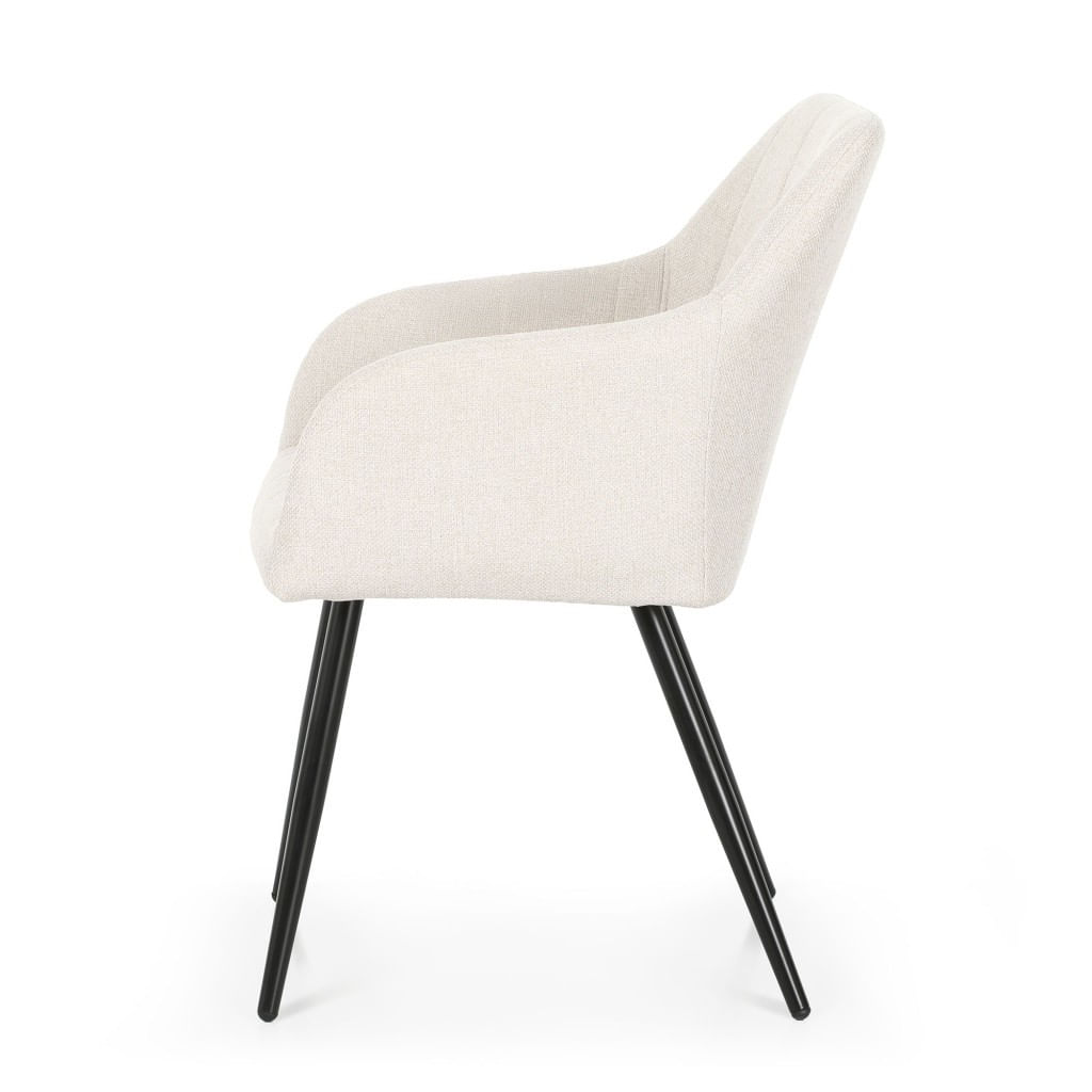 Set 2 scaune dining tapitate cu velur Luxano, cusaturi patrate, 54x58x82 cm, crem — imaginea 3
