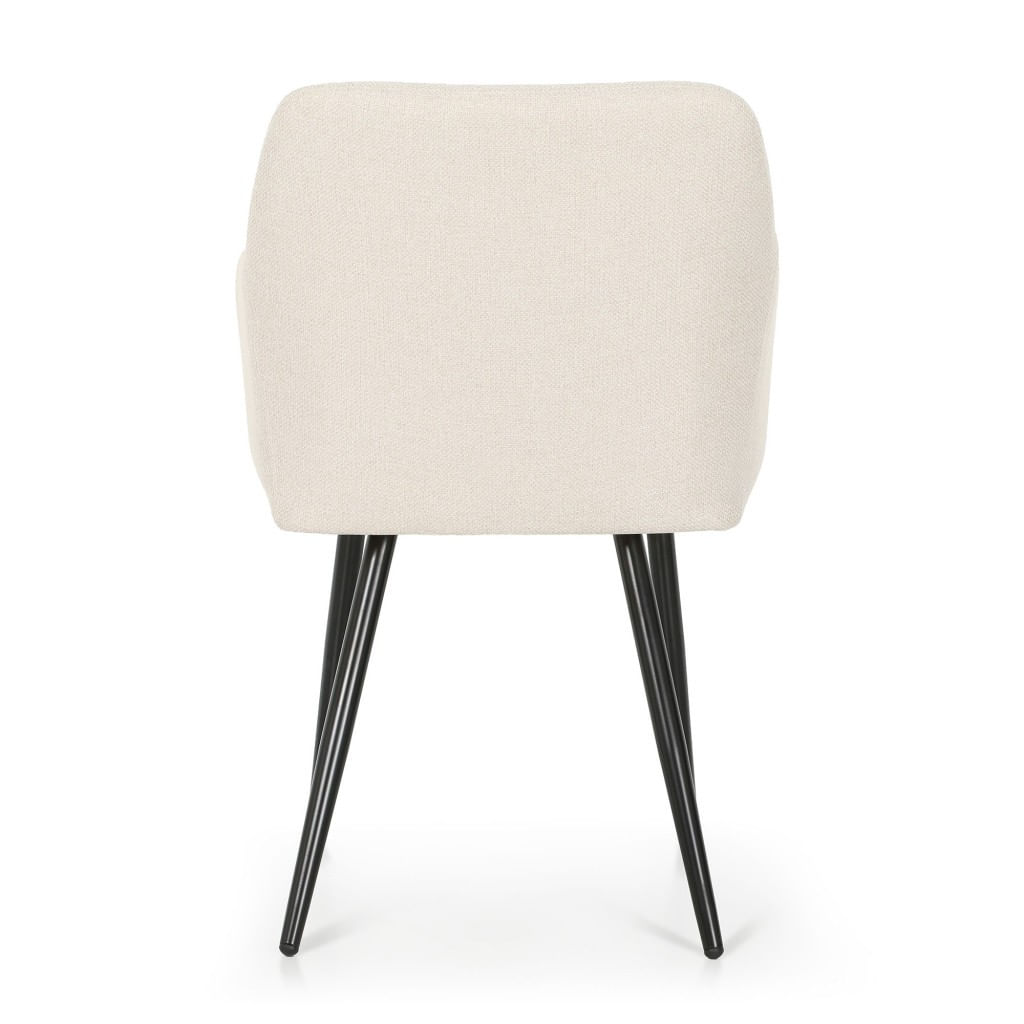 Set 2 scaune dining tapitate cu velur Luxano, cusaturi patrate, 54x58x82 cm, crem — imaginea 7