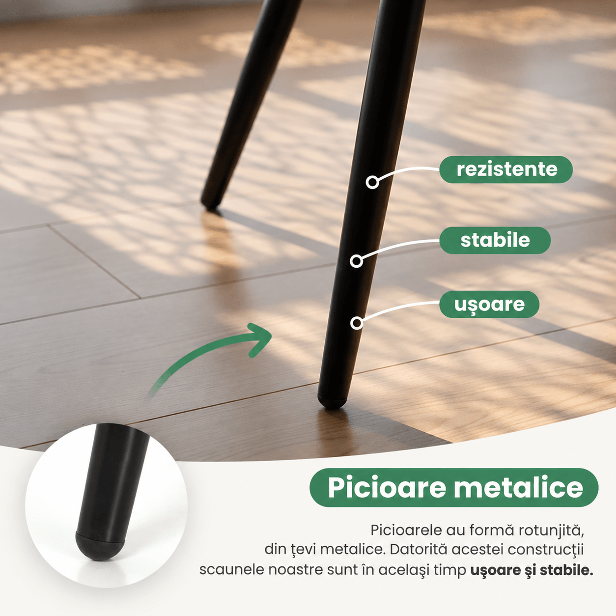 Set 2 scaune dining tapitate cu velur Luxano, cusaturi patrate, 54x58x82 cm, gri deschis — imaginea 10