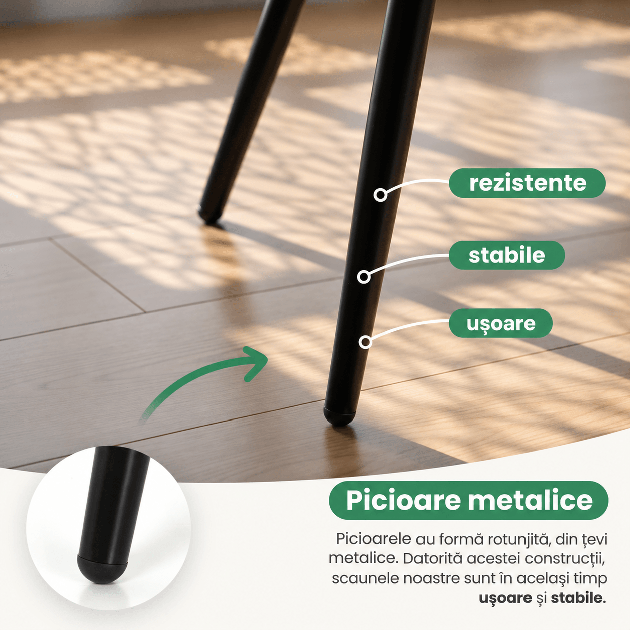 Set 2 scaune dining tapitate cu velur Luxano, cusaturi patrate, 54x58x82 cm, bej — imaginea 12