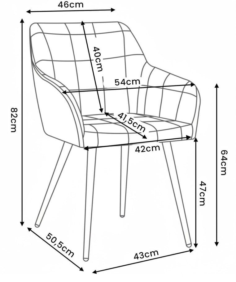 Set 2 scaune dining tapitate cu velur Luxano, cusaturi patrate, picioare aurii, 54x58x82 cm, roz — imaginea 6