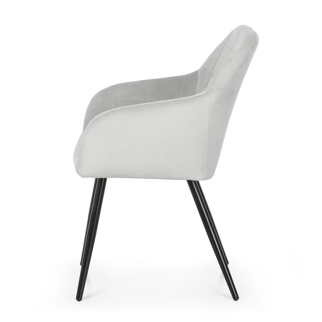 Set 2 scaune dining tapitate cu velur Luxano, cusaturi patrate, 54x58x82 cm, gri