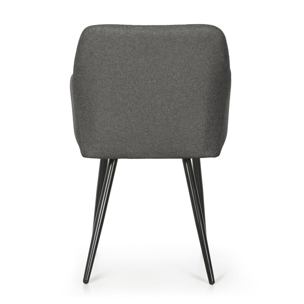 Set 2 scaune dining tapitate cu velur Luxano, cusaturi patrate, 54x58x82 cm, gri inchis — imaginea 2