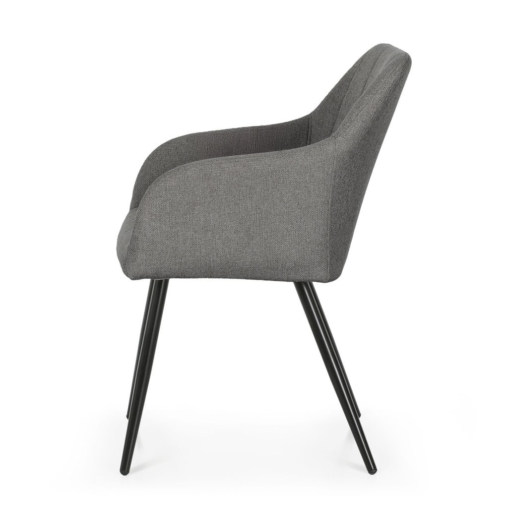 Set 2 scaune dining tapitate cu velur Luxano, cusaturi patrate, 54x58x82 cm, gri inchis — imaginea 3