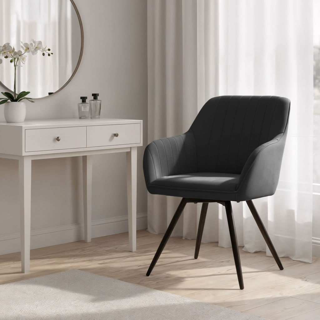 Set 2 scaune dining rotative tapitate din catifea Turno, 55x58x83 cm, maxim 120 kg, negru — imaginea 2
