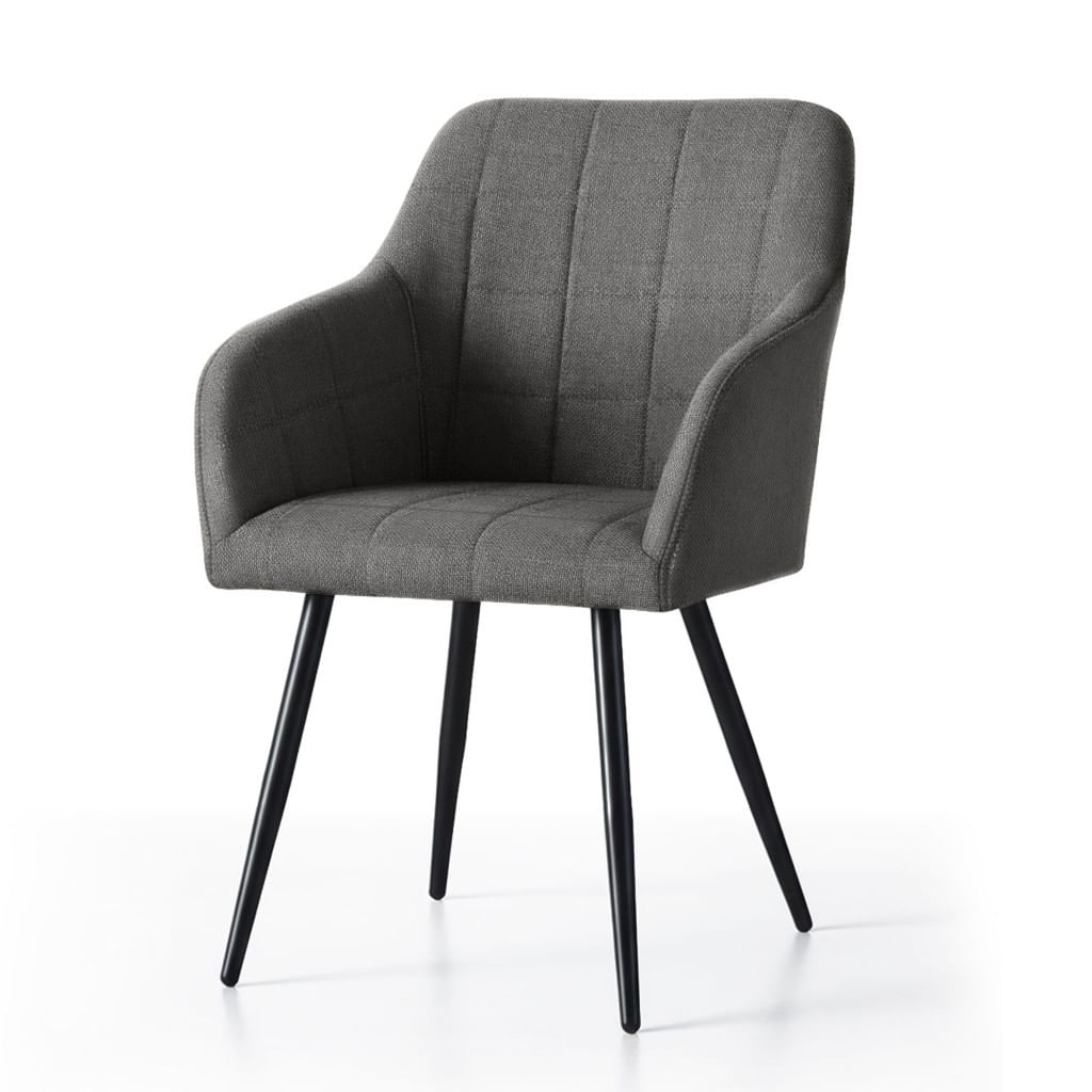 Set 2 scaune dining tapitate cu velur Luxano, cusaturi patrate, 54x58x82 cm, gri inchis — imaginea 4