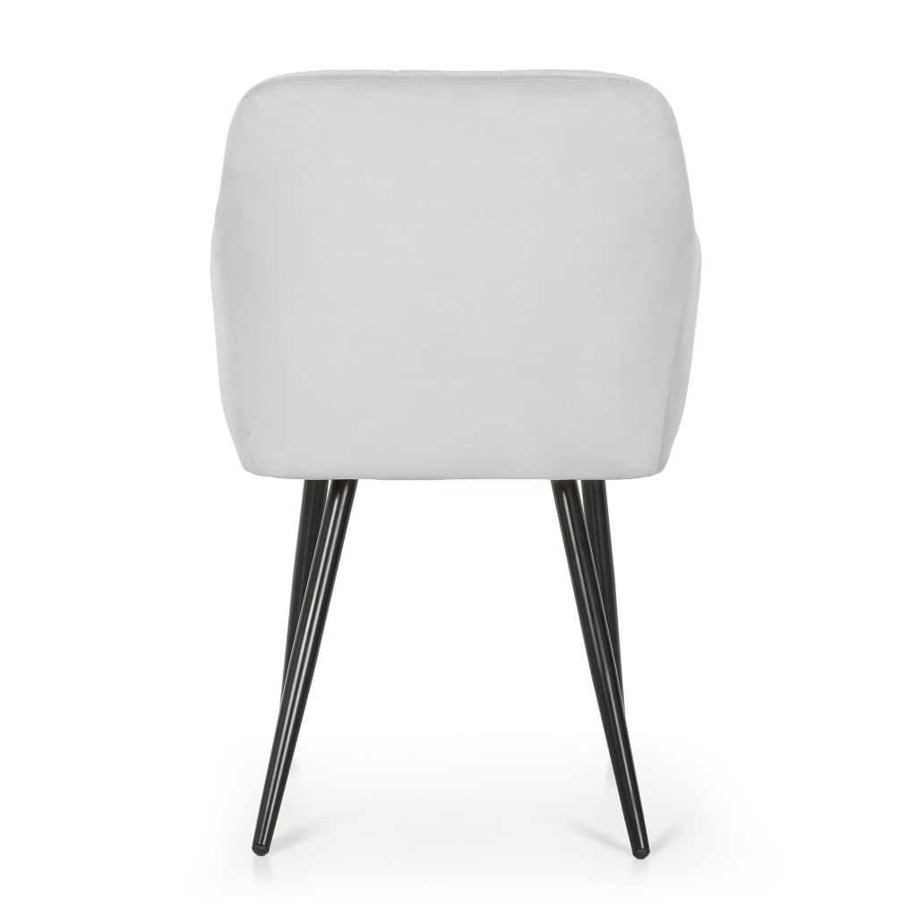 Set 2 scaune dining tapitate cu velur Luxano, cusaturi patrate, 54x58x82 cm, gri — imaginea 3