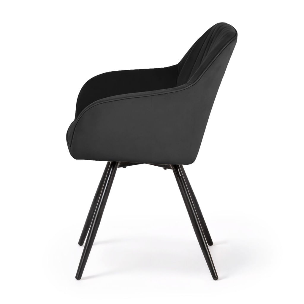 Set 2 scaune dining rotative tapitate din catifea Turno, 55x58x83 cm, maxim 120 kg, negru — imaginea 4