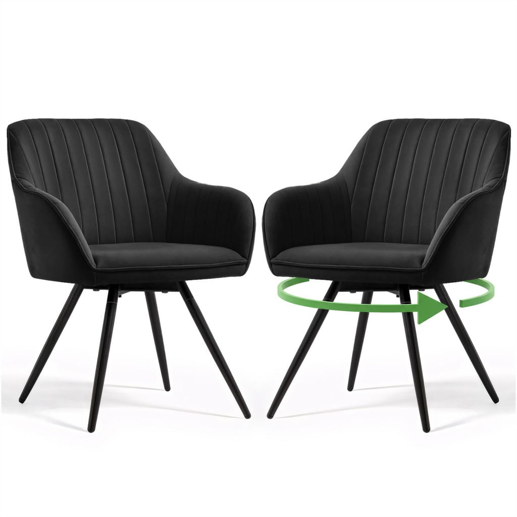 Set 2 scaune dining rotative tapitate din catifea Turno, 55x58x83 cm, maxim 120 kg, negru — imaginea 5