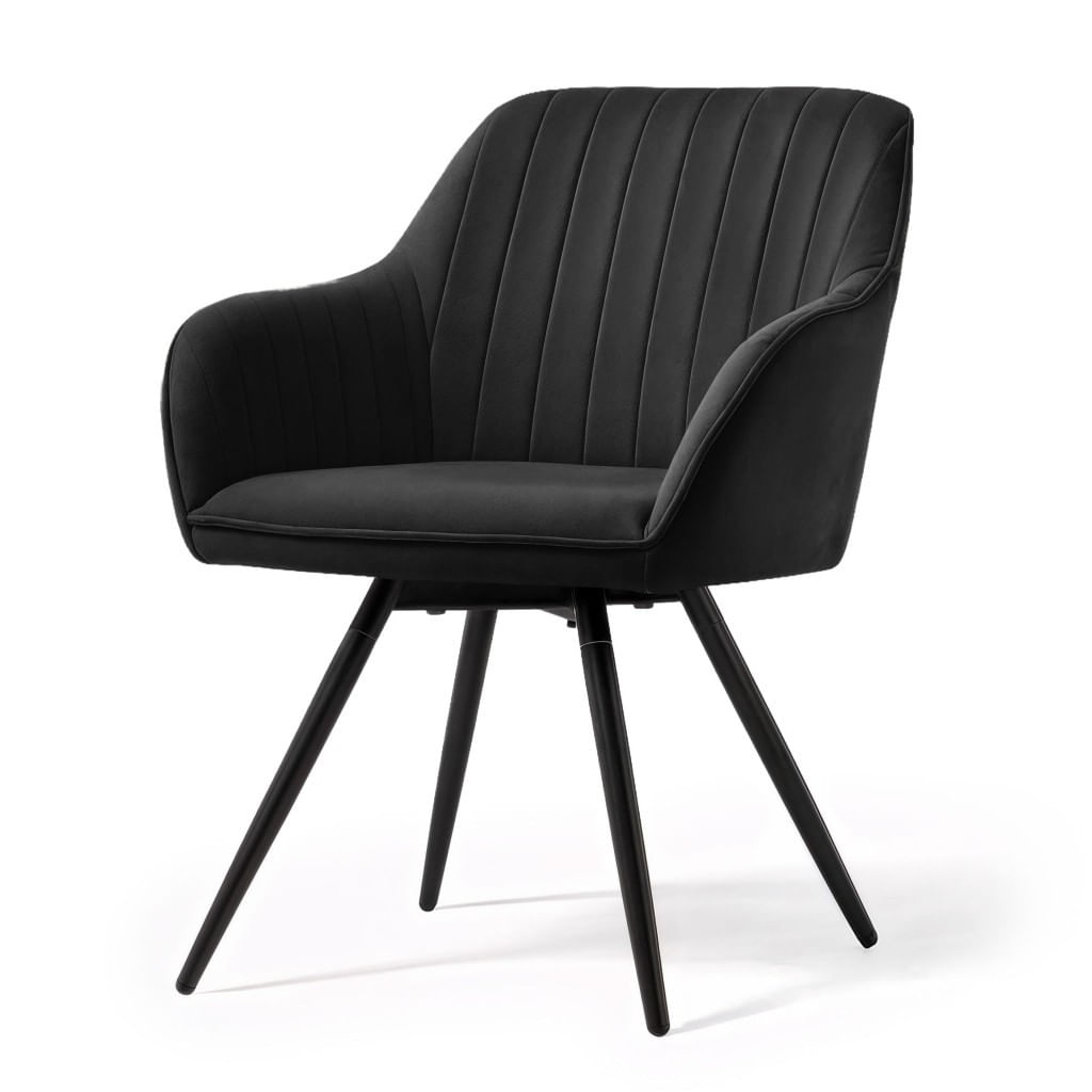 Set 2 scaune dining rotative tapitate din catifea Turno, 55x58x83 cm, maxim 120 kg, negru — imaginea 8