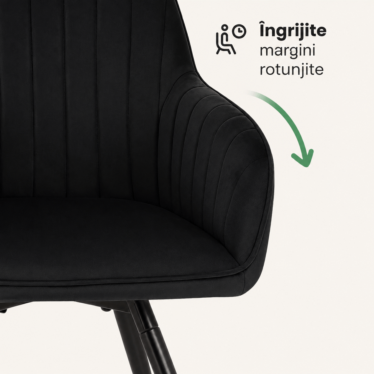 Set 2 scaune dining rotative tapitate din catifea Turno, 55x58x83 cm, maxim 120 kg, negru — imaginea 10