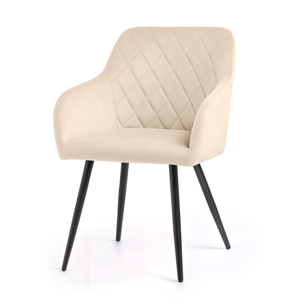 Set 2 scaune dining tapitate Velto, catifea, matlasate cu romburi, 52x58x82 cm, maxim 120 kg, bej — imaginea 2