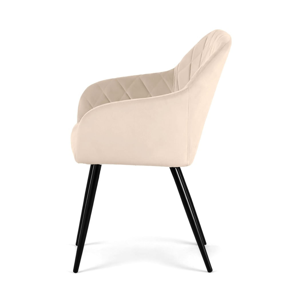 Set 2 scaune dining tapitate Velto, catifea, matlasate cu romburi, 52x58x82 cm, maxim 120 kg, bej — imaginea 3