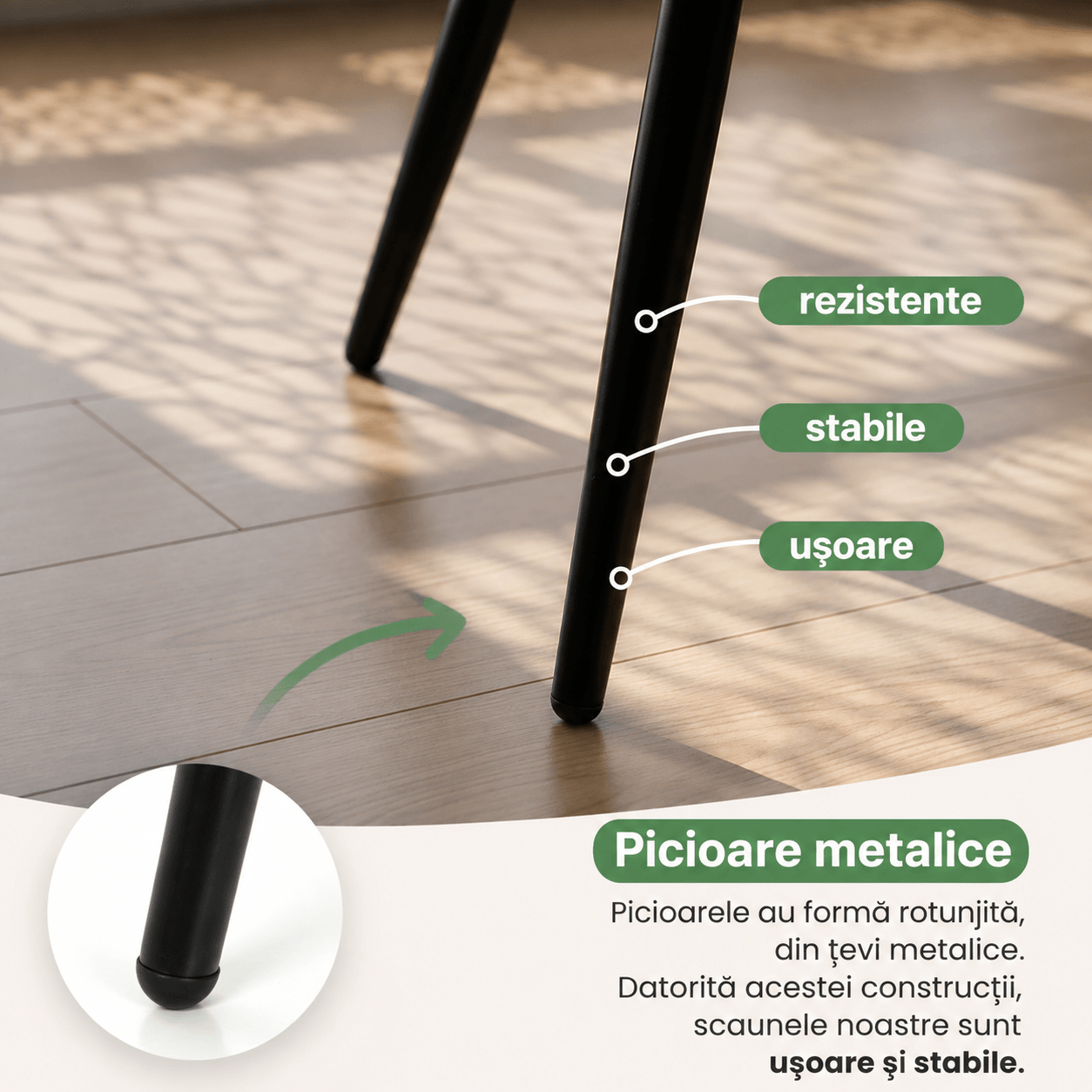 Set 2 scaune dining tapitate Velto, catifea, matlasate cu romburi, 52x58x82 cm, maxim 120 kg, bej — imaginea 6