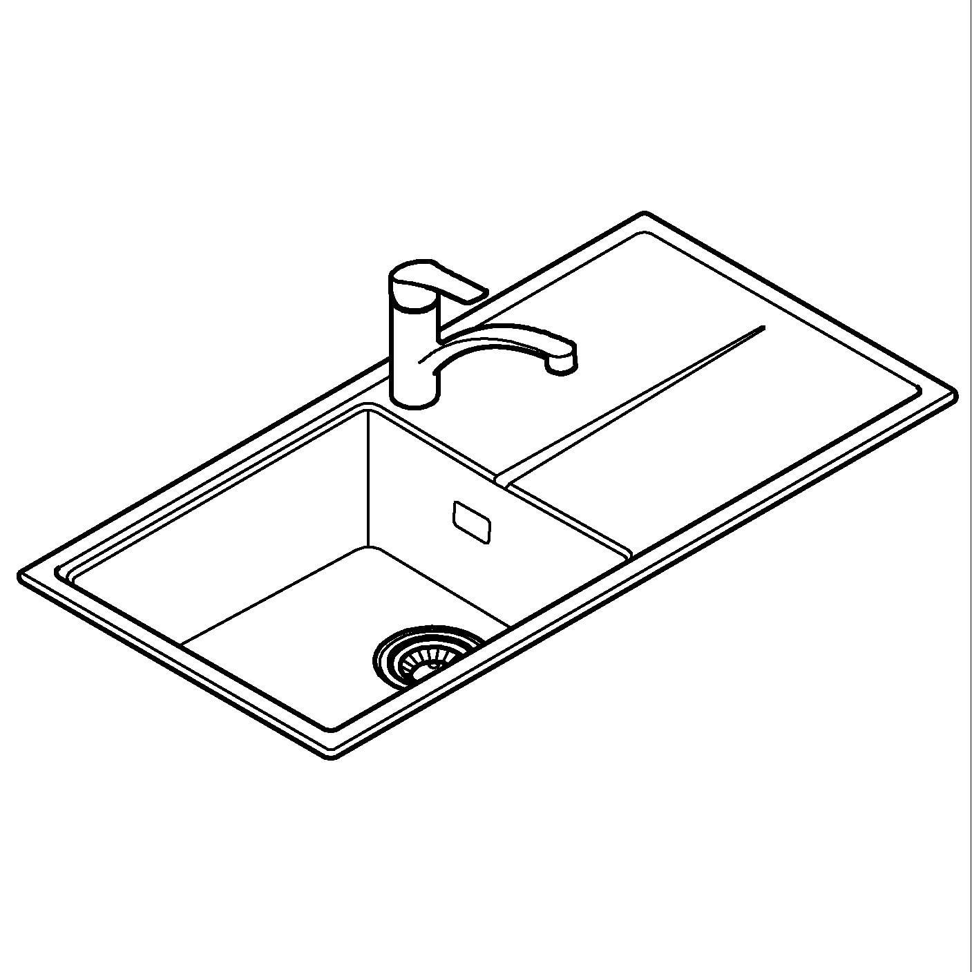 Pachet chiuveta bucatarie Grohe 31884AP0, Via, quartz, pe blat, 1000 x 500 mm, baterie Grohe, negru/crom — imaginea 4