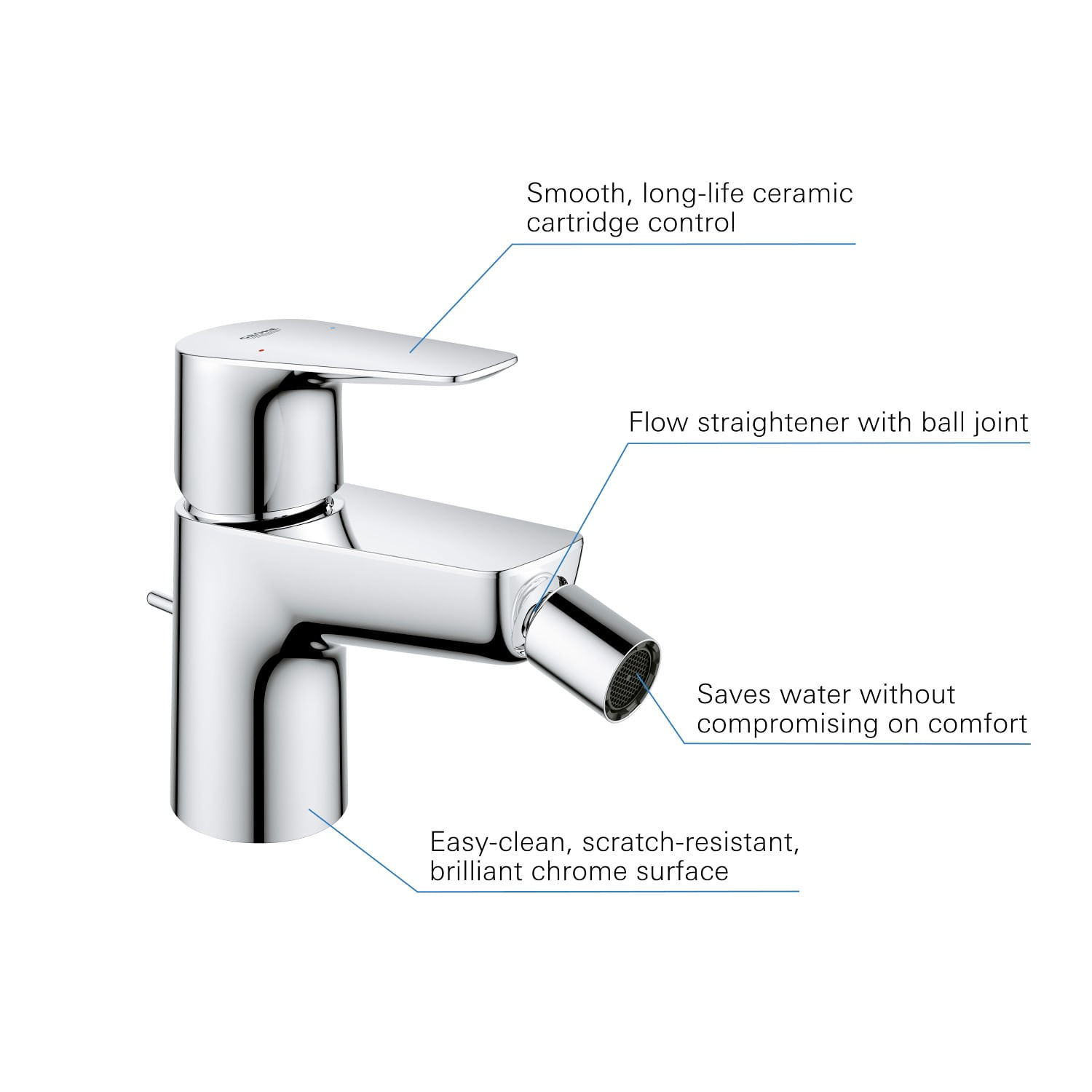 Baterie bideu Grohe 23345001, 32 mm, 1 bar, 34 mm, 126 mm, 117 mm, 420 mm, 1 orificii instalare, Crom — imaginea 2