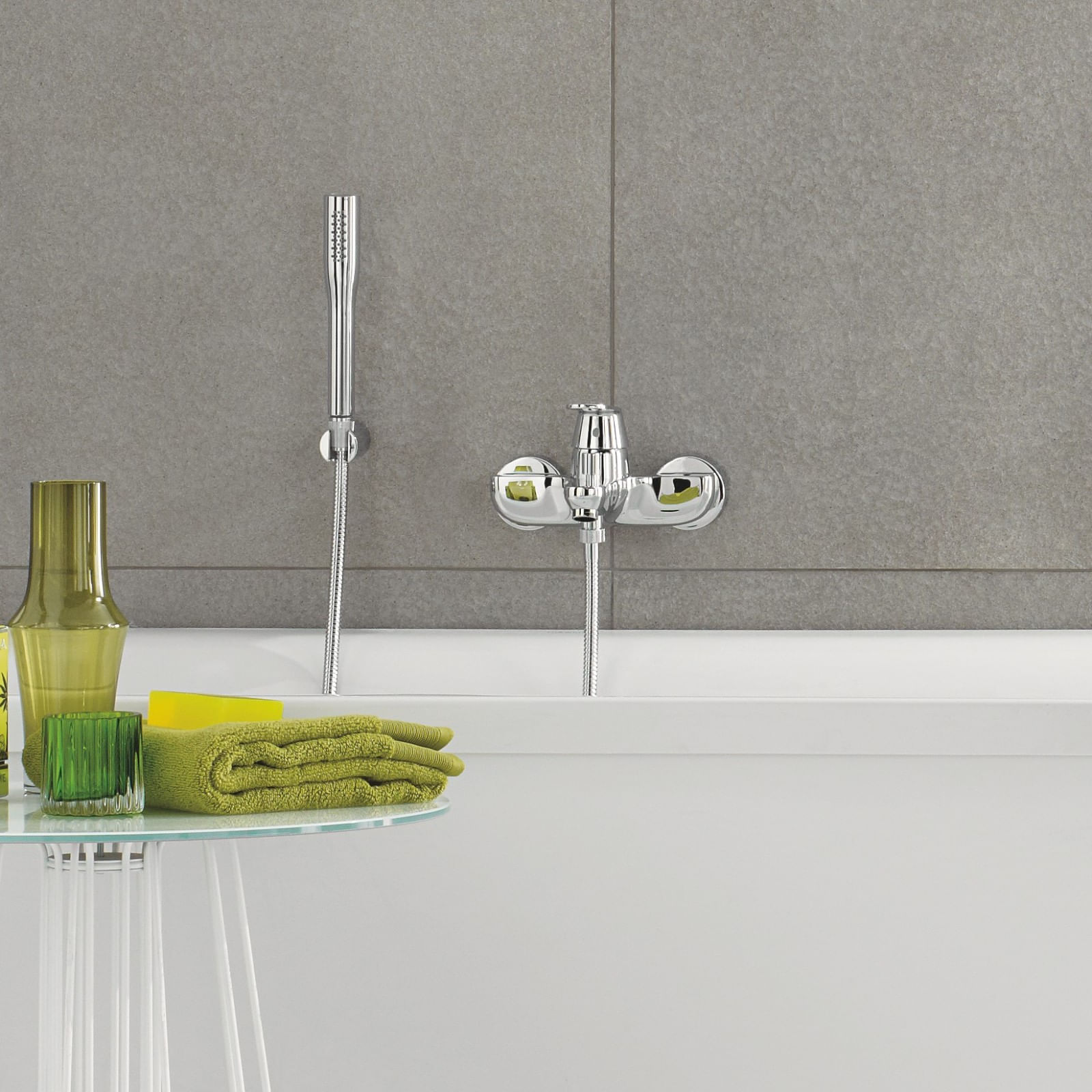 Set baterie cada Grohe 32832000, 124 mm, 1 bar, 65 mm, 1.5 m, 210 mm, 163 mm, 39 mm, 2 orificii instalare, Crom — imaginea 3