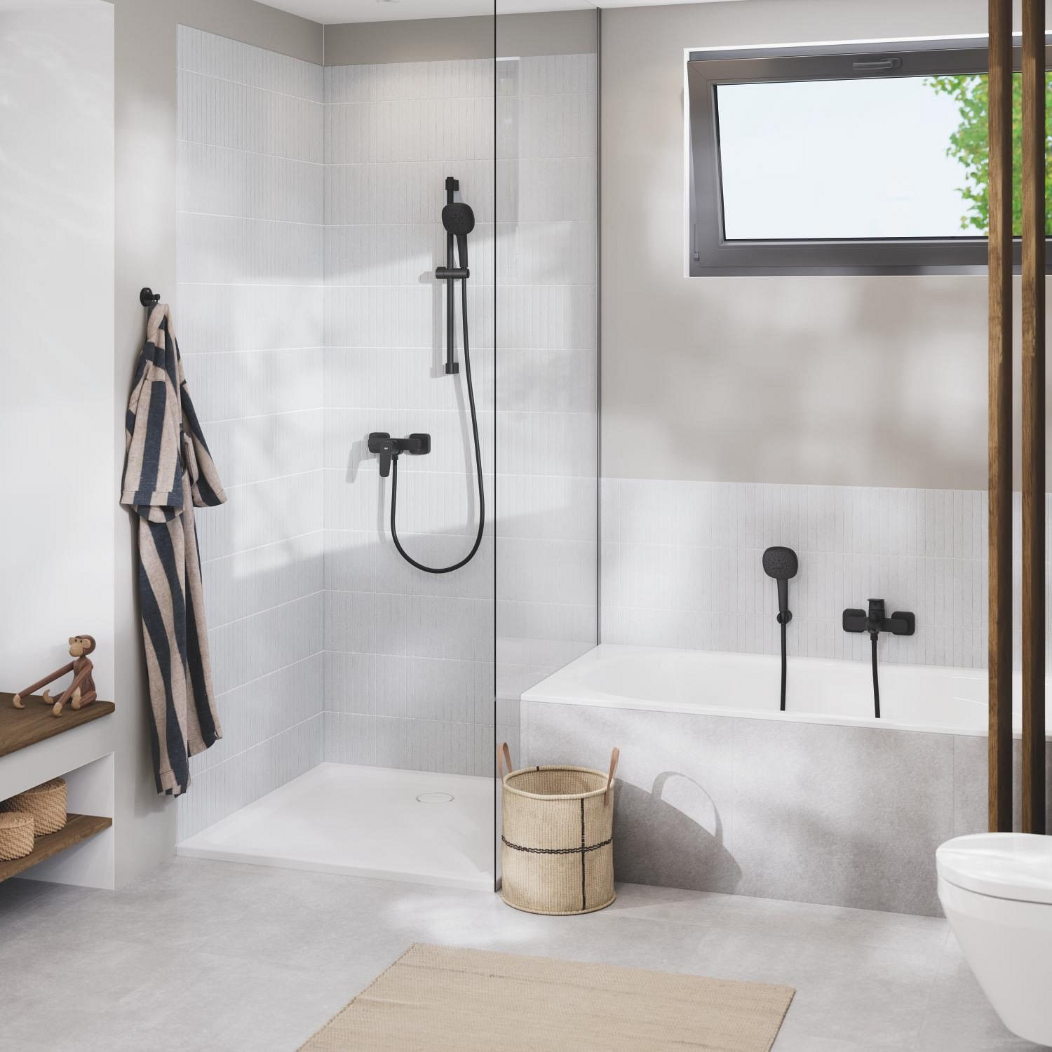 Baterie cada Grohe 1018132430, 1 bar, 167 mm, 224 mm, 50 mm, 2 orificii instalare, 1/2 dimensiune racord, Negru — imaginea 4