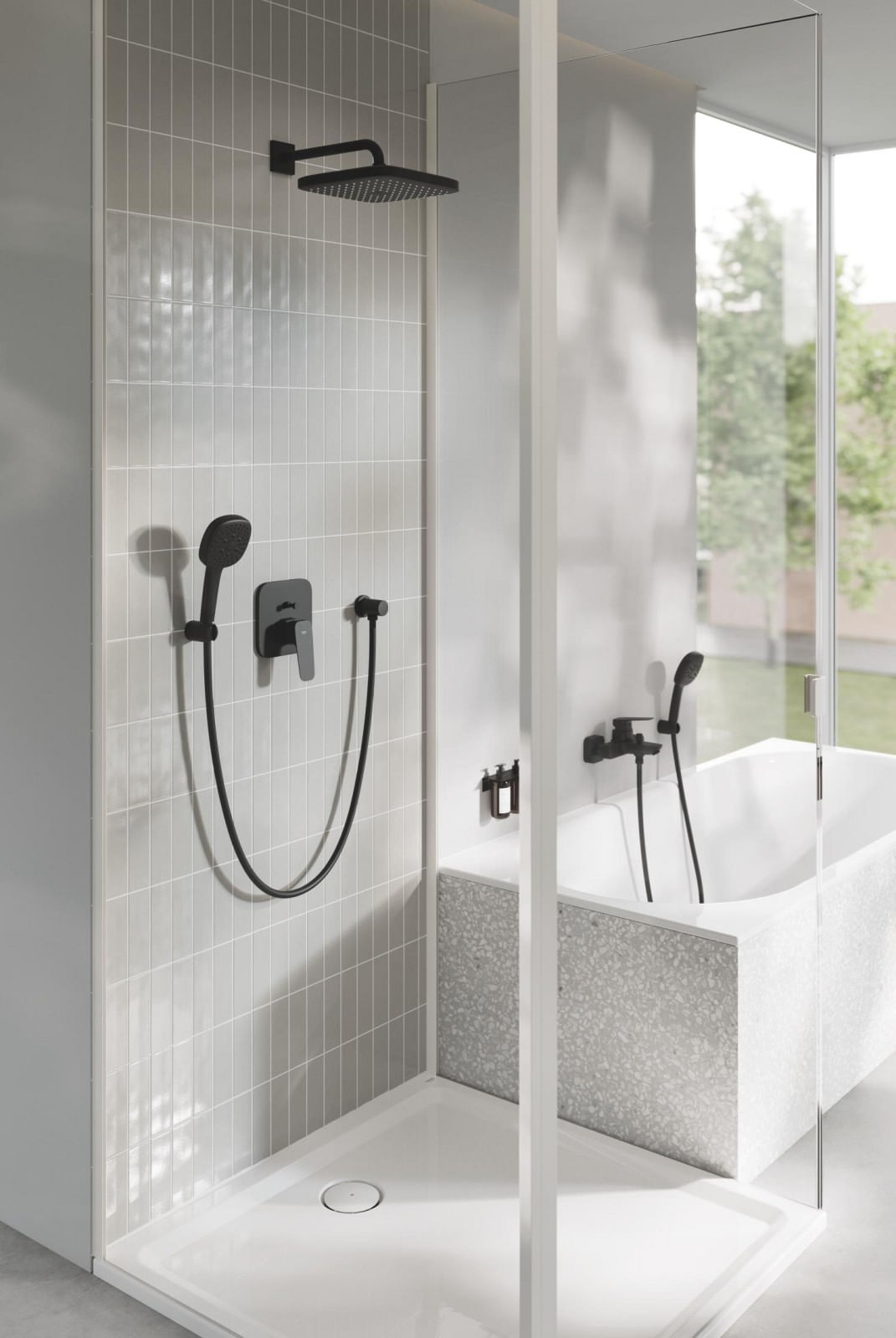 Baterie cada Grohe 1018132430, 1 bar, 167 mm, 224 mm, 50 mm, 2 orificii instalare, 1/2 dimensiune racord, Negru — imaginea 7