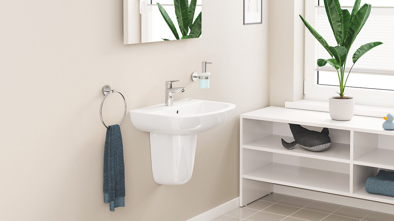 Baterie lavoar Grohe 23898001, 28 mm, 5.7 l/min, 0.8 bar, 35 mm, 147 mm, 93 mm, 395 mm, 1 orificii instalare, Crom — imaginea 7