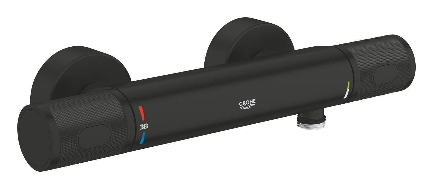 Baterie dus Grohe 347902430, 1 bar, 91 mm, 313 mm, 2 orificii instalare, 1/2 dimensiune racord furtun, Negru — imaginea 2