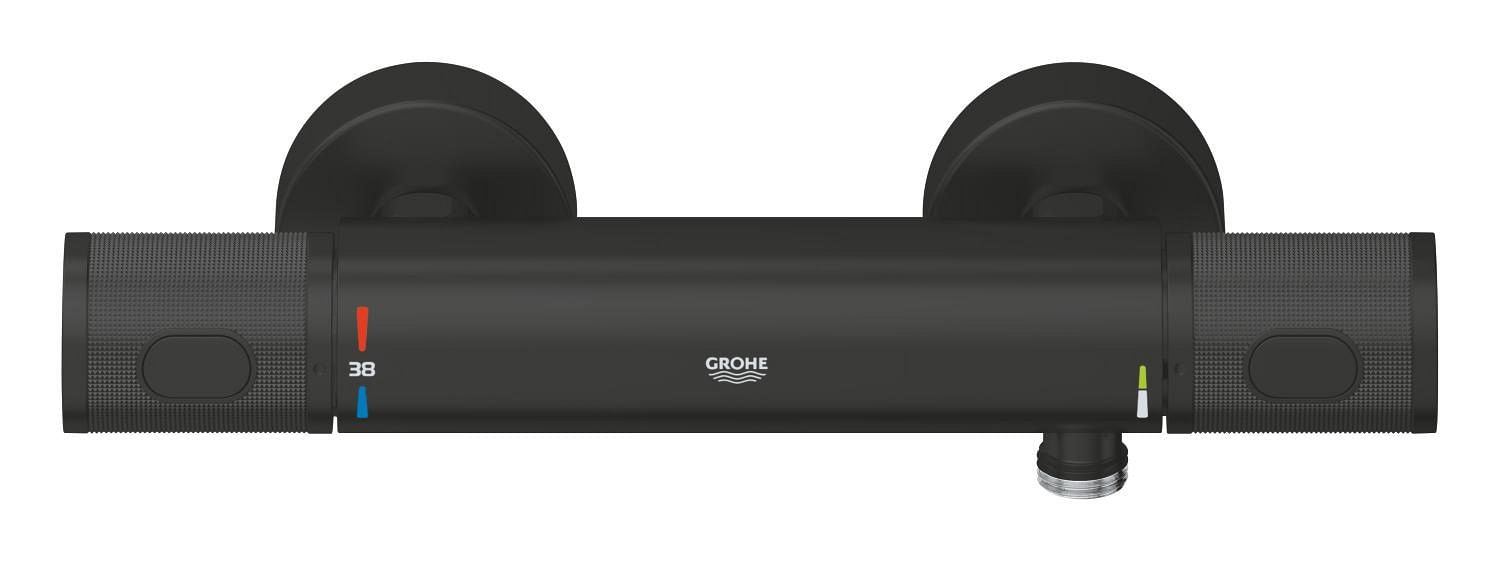 Baterie dus Grohe 347902430, 1 bar, 91 mm, 313 mm, 2 orificii instalare, 1/2 dimensiune racord furtun, Negru — imaginea 3