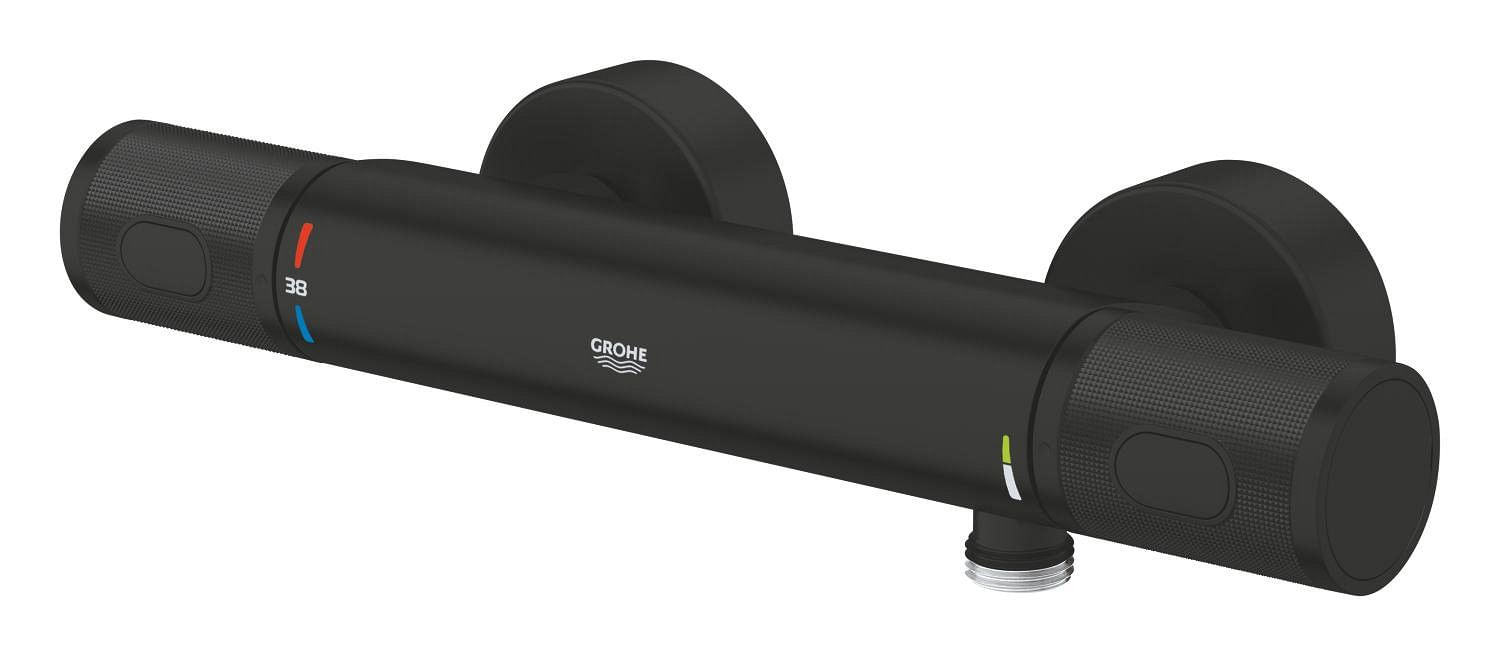 Baterie dus Grohe 347902430, 1 bar, 91 mm, 313 mm, 2 orificii instalare, 1/2 dimensiune racord furtun, Negru — imaginea 7