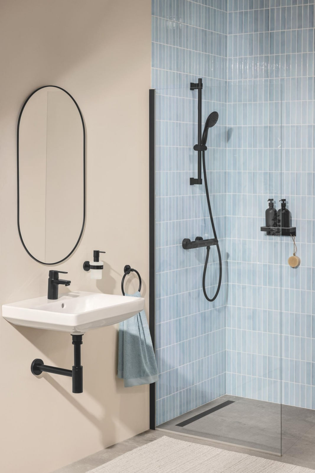 Baterie dus Grohe 347902430, 1 bar, 91 mm, 313 mm, 2 orificii instalare, 1/2 dimensiune racord furtun, Negru — imaginea 8