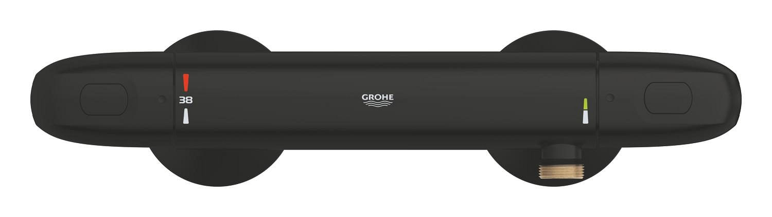 Baterie dus Grohe 348142433, 0.8 bar, 100 mm, 317 mm, 2 orificii instalare, 1/2 dimensiune racord furtun, Negru — imaginea 2