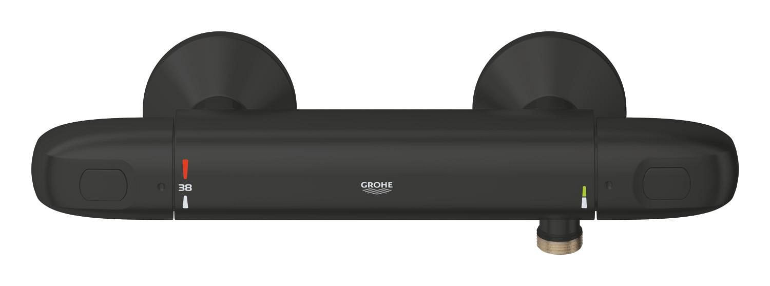 Baterie dus Grohe 348142433, 0.8 bar, 100 mm, 317 mm, 2 orificii instalare, 1/2 dimensiune racord furtun, Negru — imaginea 3