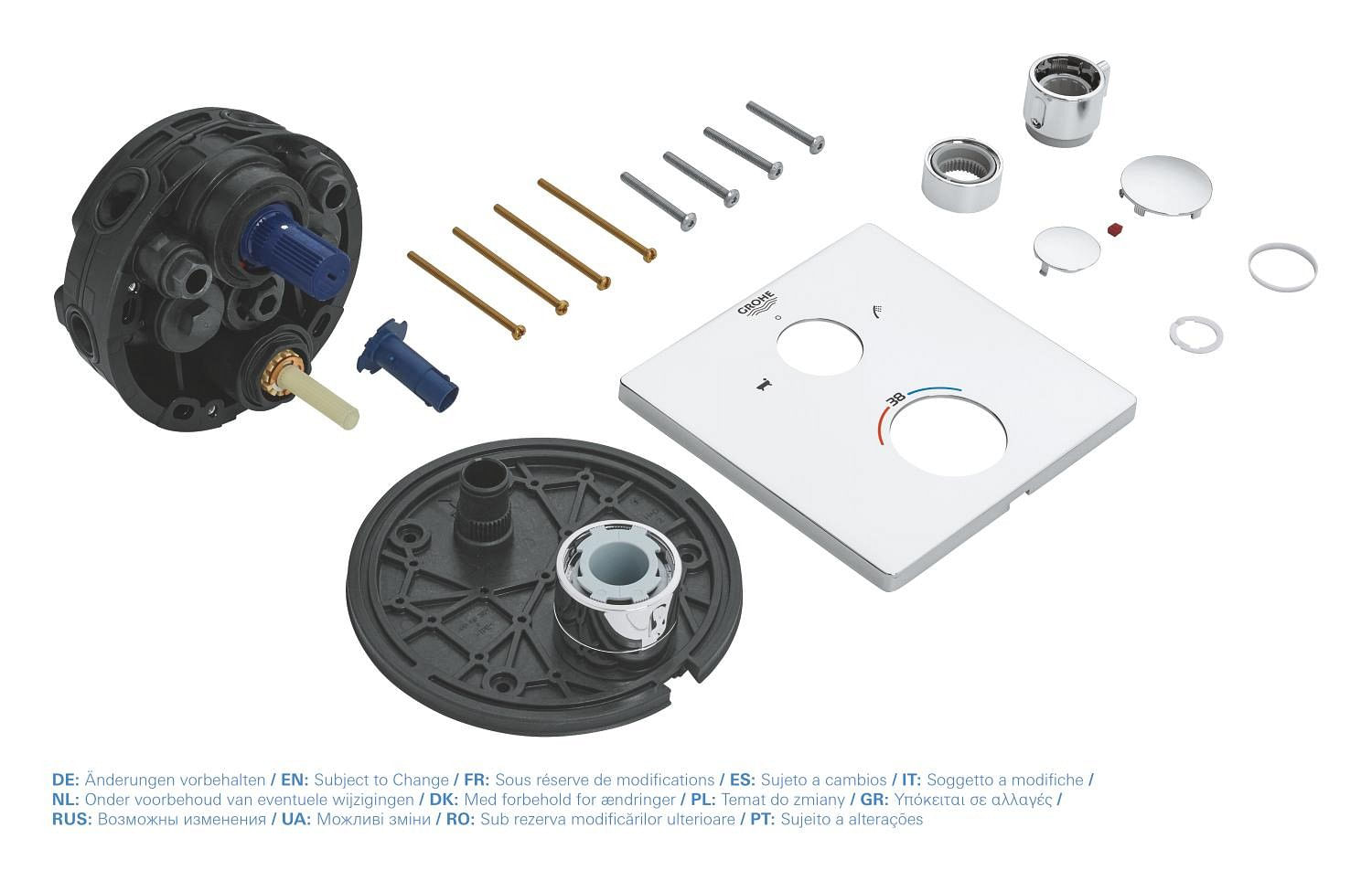 Unitate comanda cada Grohe 24080000, 1 bar, 158 mm, 10 mm, 2 iesiri, 1 functii palarie dus, 1/2 dimensiune racord, Crom — imaginea 3