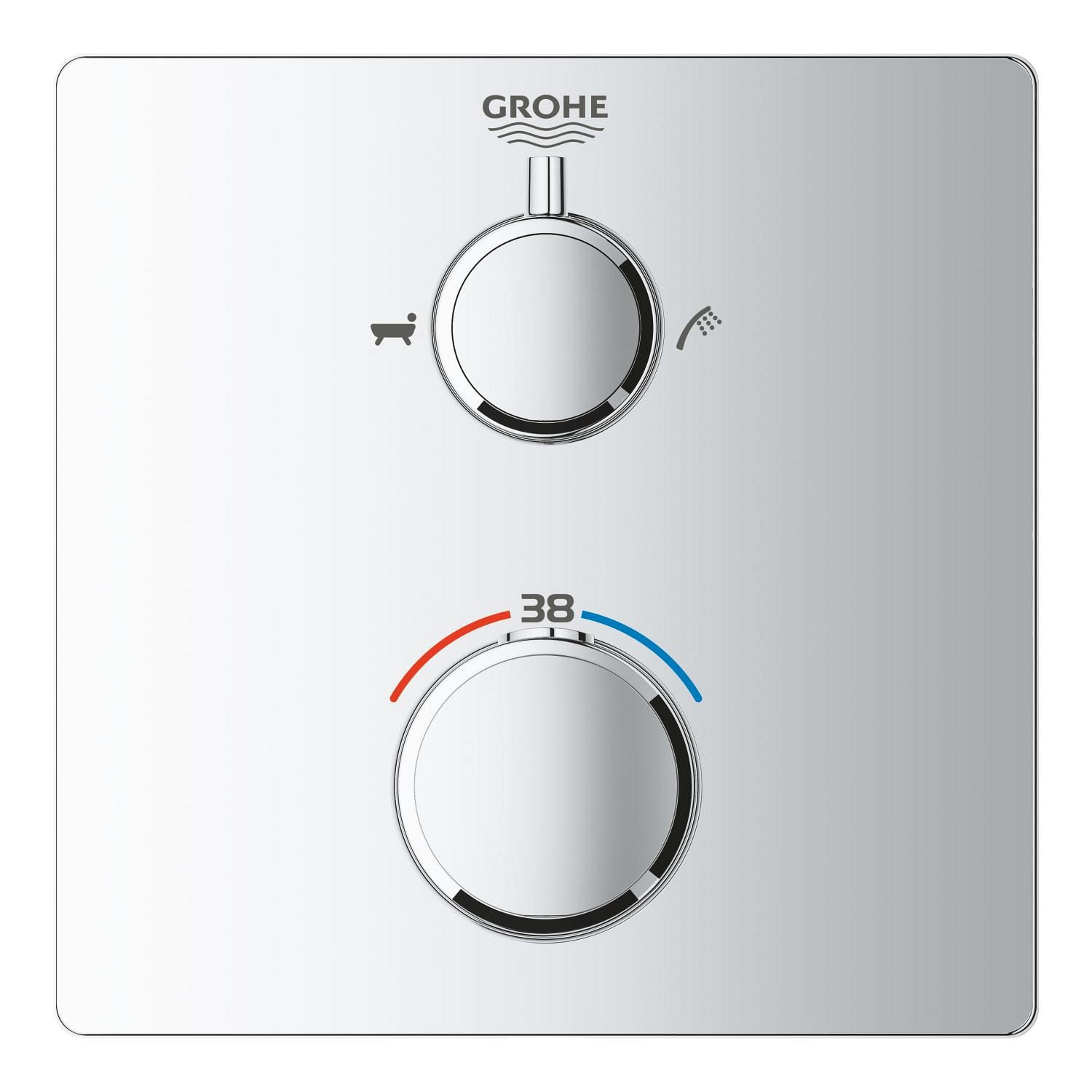 Unitate comanda cada Grohe 24080000, 1 bar, 158 mm, 10 mm, 2 iesiri, 1 functii palarie dus, 1/2 dimensiune racord, Crom — imaginea 5